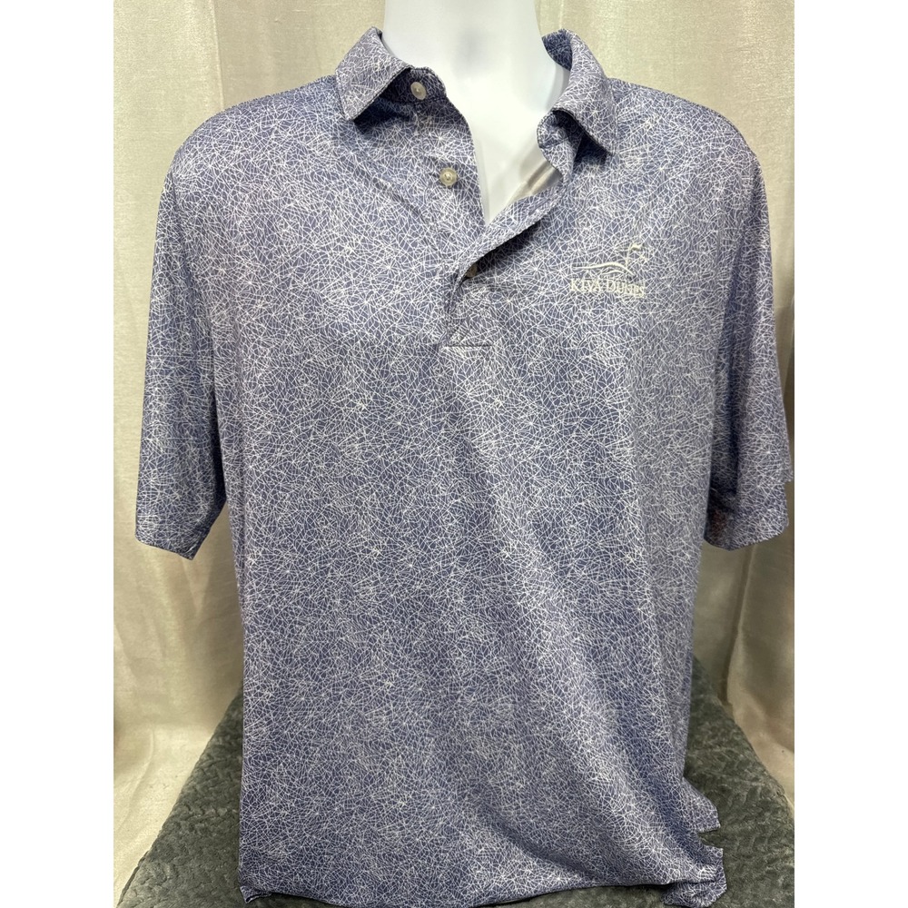 Cutter & Buck Mens Blue Geometric Kiva Dunes Performance Polo Shirt Large L